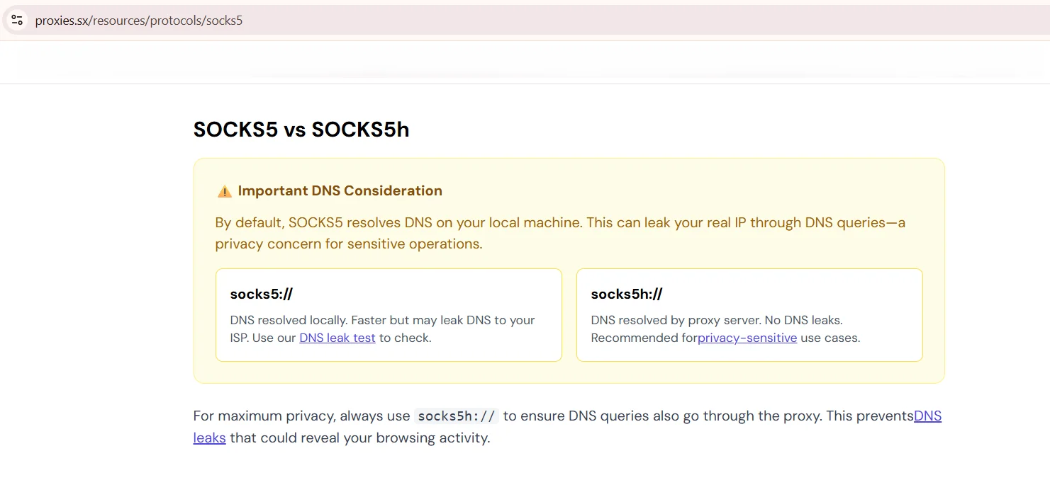 Captura comparando la resolución de DNS remoto en SOCKS5 y socks5h